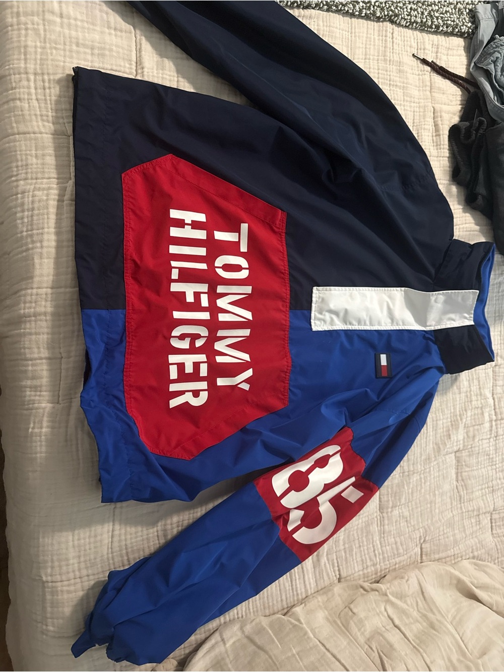 Tommy Hilfiger Blue Red White Logo Windbreaker Jacket